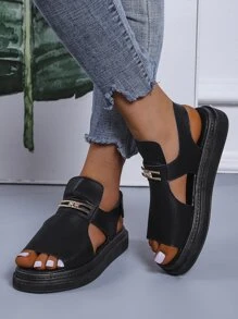 水鑽和金屬裝飾露跟涼鞋