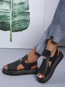 水鑽和金屬裝飾露跟涼鞋