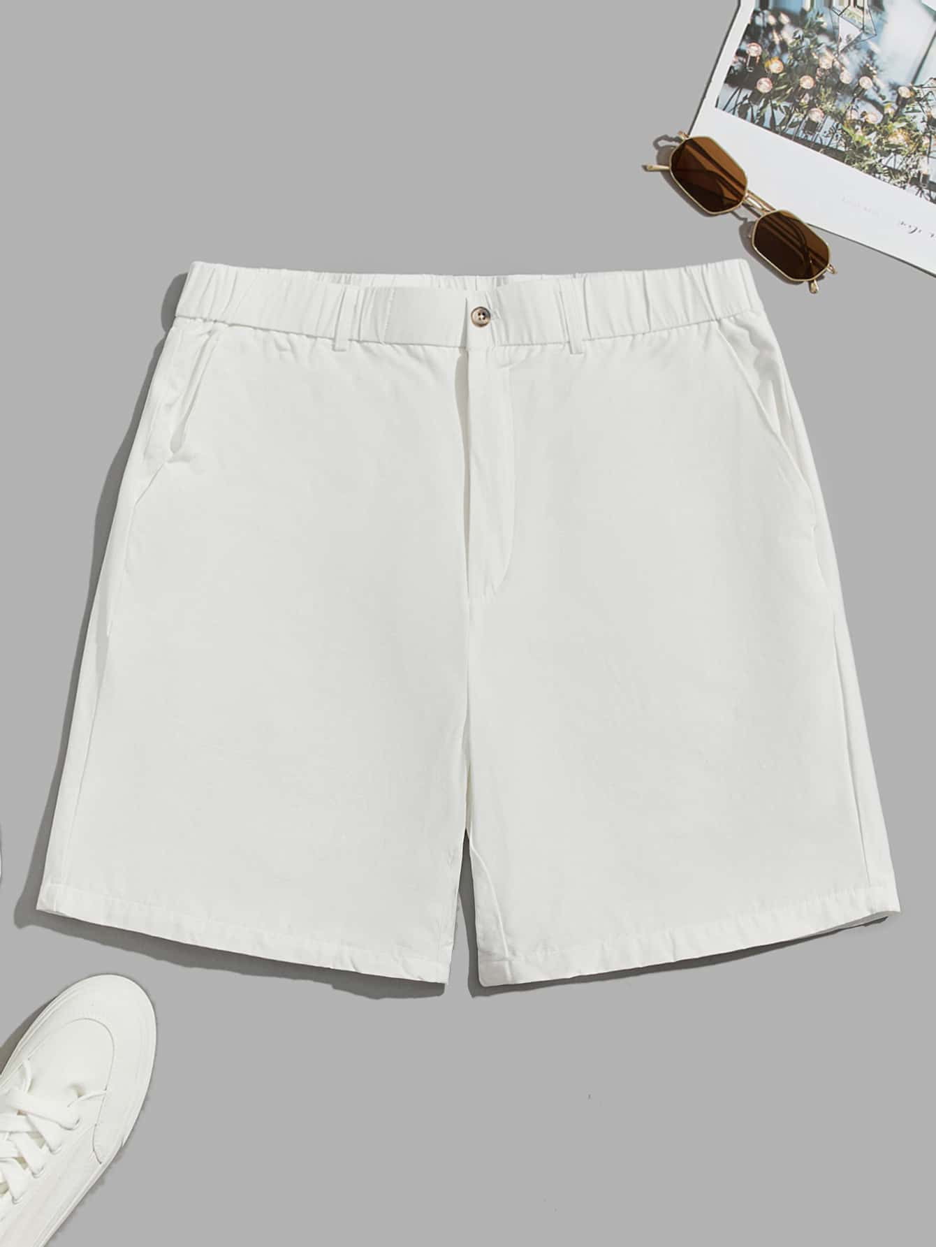 GENTILAND Men Solid Slant Pocket Shorts - White - View 1