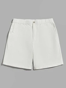 GENTILAND Men Solid Slant Pocket Shorts - White - View 5