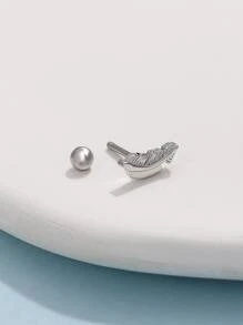 1 chiếc bông tai đính lông vũ tối giản mới, trang sức thời trang cho phụ nữ - Bạc - Xem 3