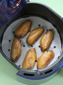 100入組烤箱紙/烘焙用羊皮紙，適用於空氣炸鍋和蒸籠空氣炸鍋紙，可一次性使用，防油防水，適用於烘焙餅乾、空氣炸鍋、燒烤和蒸籠等廚房用途 - 白色 - 查看 6