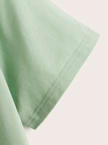 SHEIN EZwear Solid Ruffle Hem Tee - Mint Green - View 4