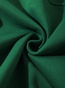 SHEIN EZwear 拉鏈開襟加絨內裏短款連帽衫 - 墨綠色 - 查看 8