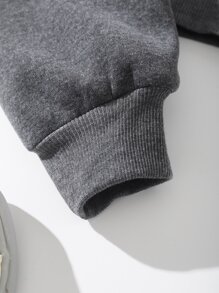 INAWLY 纯色拉链落肩保暖连帽短款上衣，长袖上衣，适合毕业季、教师节、秋季返校季穿着。 - 深灰色 - 查看 6