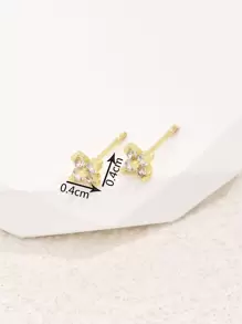 1pc Cubic Zirconia Decor Stud Earrings Copper Jewelry - Yellow Gold - View 4
