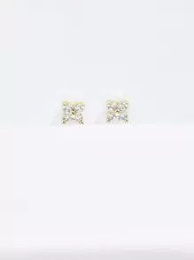 1pc Cubic Zirconia Decor Stud Earrings Copper Jewelry - Yellow Gold - View 5