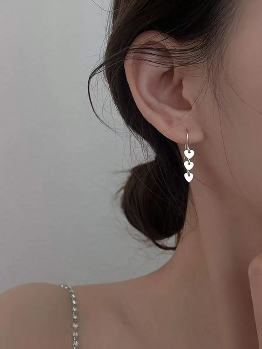 Hoa tai hình trái tim Valentine - Bạc - Xem 1