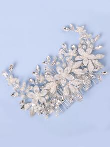 1pc Elegant Handcrafted Faux Pearl & Flower Hair Comb With Crystal Decor For Wedding, Party, Birthday, Prom Tiaras