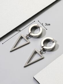 Fashionable and Popular 1pair Men Triangle Decor Ear Cuff Stainless Steel Punk Hip Pop Style for Jewelry Gift and for a Stylish Look - Silver - View 3
