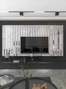 10 piezas Pegatinas de espejo decorativo con líneas largas reflectantes de acrílico, calcomanías de arte 3D autoadhesivas para decorar paredes de sala de estar, baño, oficina en casa, decoración de primavera para refrescar tu hogar, pegatinas de decoración de ramas, decoración de pared, calcomanías de vinilo para decoraciones del hogar - Plateado - Ver 8