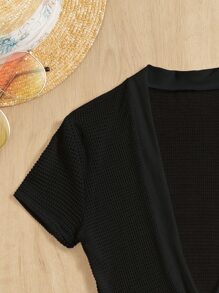 SHEIN Swim Summer Beach Plain Textured Cover Up - Black - View 4