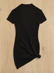 SHEIN Swim Summer Beach Plain Textured Cover Up - Black - View 7