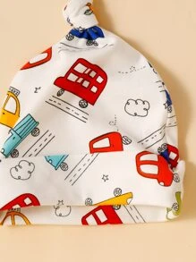 momscare 1 件多色汽车图案襁褓毯和 1 顶帽子，柔软婴儿浴巾，婴儿车盖毯，适合送给每个男孩的温暖礼物，适合家庭和旅行使用爱情人节 - 彩色 - 查看 9