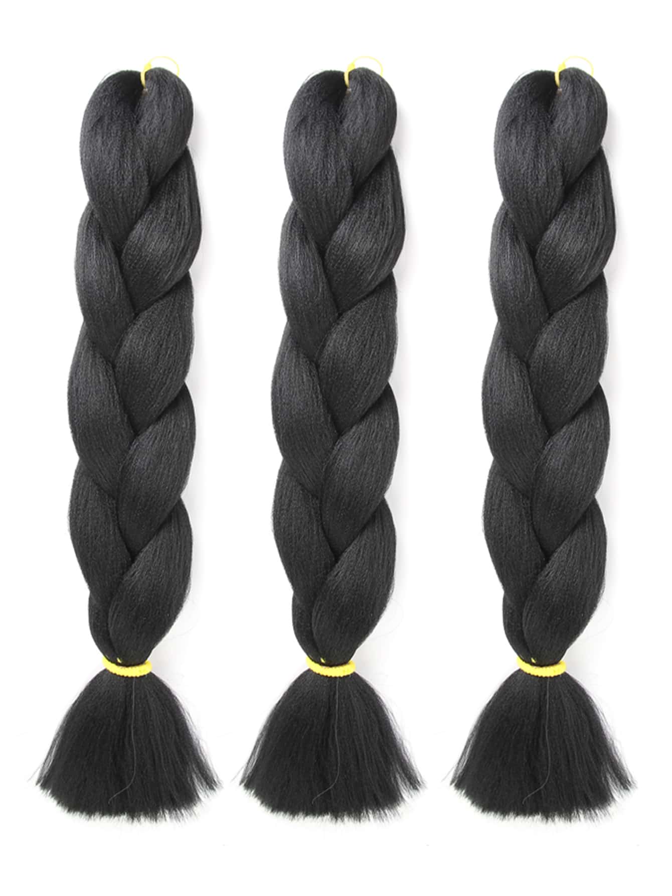 Miniatura 2 de 3 piezas Trenza de pelo sintético natural largo Negro