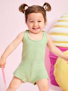 Áo len trẻ em màu trơn Giải trí - Màu xanh Bạc hà - Xem 5