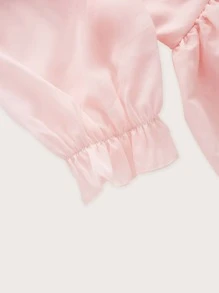 SHEIN MOD Plus Square Neck Puff Sleeve Dress - Baby Pink - View 4