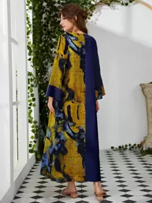 Al Najma Váy Ả Rập Cà vạt nhuộm Khiêm tốn - Màu xanh hải quân - Xem 2