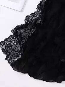 1pc Lace Chiffon Hijab, Suitable For Daily Wear - Black - View 2