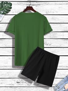 Manfinity Hypemode Camiseta con estampado de oso con shorts de cintura con cordón - Multicolor - Ver 2