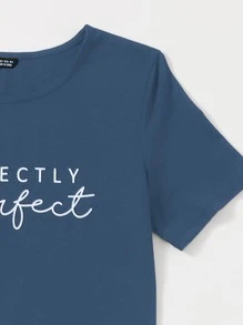 Flirla Plus Letter Graphic Bodycon Dress - Navy Blue - View 5