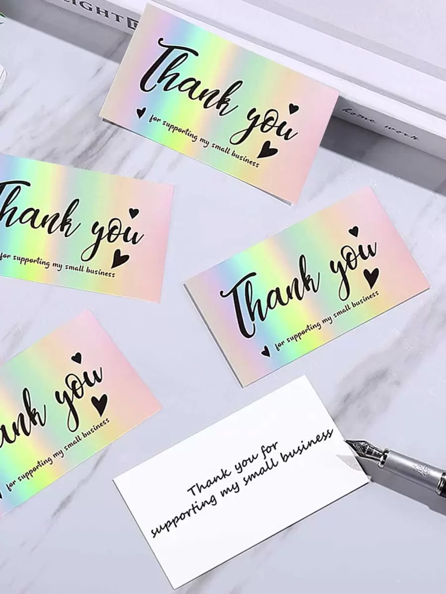 50 Thẻ Lời Chào Cảm Ơn Bạn Đã Đặt Hàng Thẻ Giấy Kraft Cho Cửa Hàng Nhỏ Quà Tặng Thủ Công DIY Trang Trí Thẻ, Giáng Sinh - Nhiều màu - Xem 1