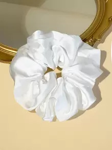 Minimalist Solid Scrunchie Casual Valentine's Day Valentines Scrunchies Hair Ties Scrunchy Hair Ties - White - View 3