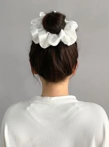 Minimalist Solid Scrunchie Casual Valentine's Day Valentines Scrunchies Hair Ties Scrunchy Hair Ties - White - View 7