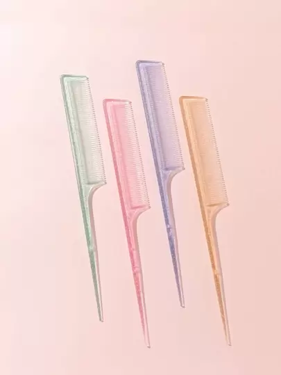 1 件装鼠尾闪光透明发梳，带细齿鼠尾设计发梳，适用于女士造型分缝耐热防静电、针尾毛发分缝和梳理、耐热碳纤维细齿梳，适用于女士发刷、发刷、梳子、美发工具、理发沙龙美发产品及配件美容旅行必需品、返校、旅行度假必需品、女士发饰、刷子、发刷、边刷、刷头发、发梳、梳头发、顺发刷、球刷、迷你发刷、发刷套装、木梳、梳子、光滑后刷、发刷、边刷、刷头发、发梳、发刷套装、梳头发、迷你发刷、顺发刷、美发产品、美发工具、美发用品、护发、卷发刷、理发师、理发配件、美发设备、旅行必需品、发型、美发