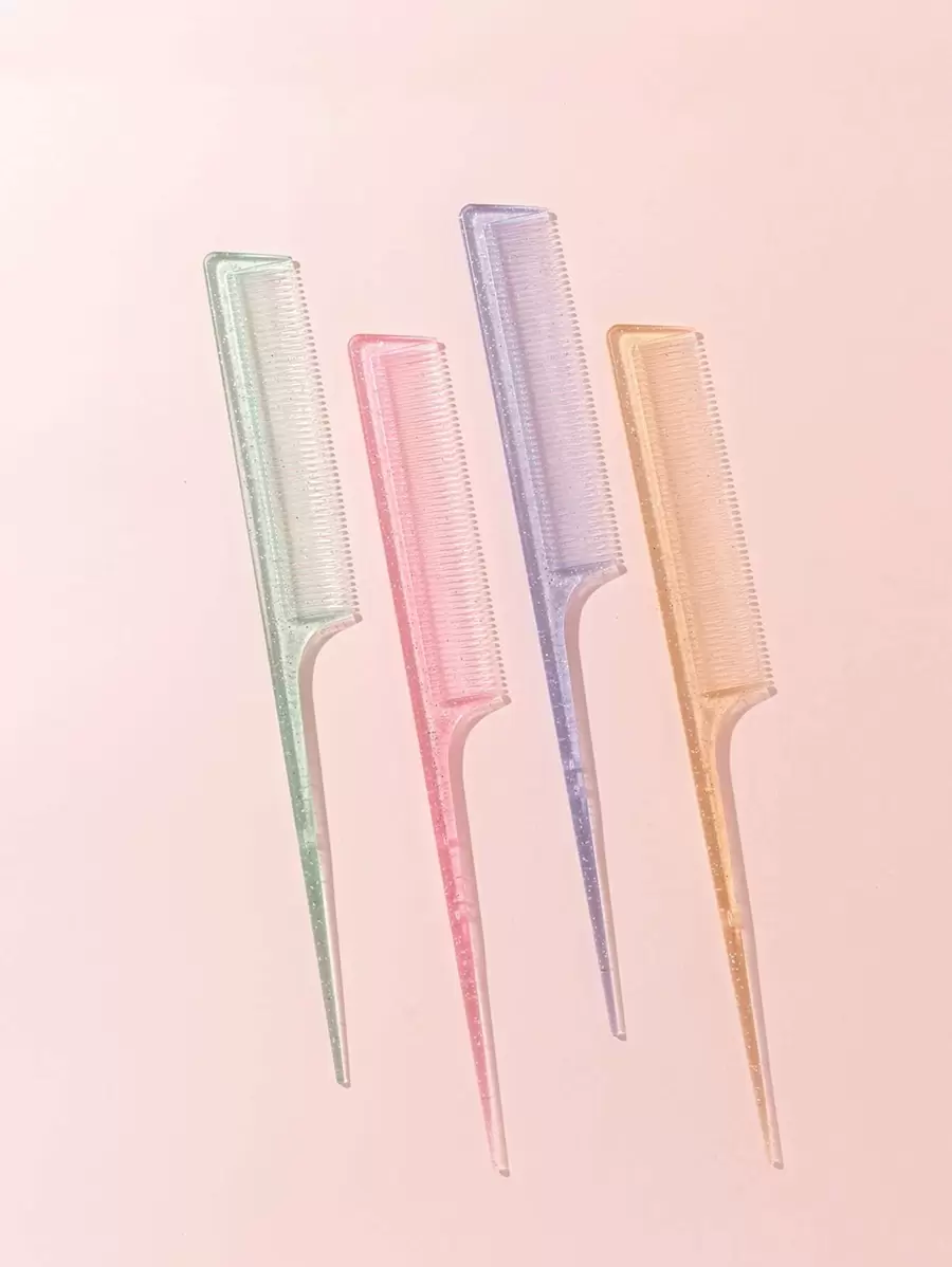 1 件装鼠尾闪光透明发梳，带细齿鼠尾设计发梳，适用于女士造型分缝耐热防静电、针尾毛发分缝和梳理、耐热碳纤维细齿梳，适用于女士发刷、发刷、梳子、美发工具、理发沙龙美发产品及配件美容旅行必需品、返校、旅行度假必需品、女士发饰、刷子、发刷、边刷、刷头发、发梳、梳头发、顺发刷、球刷、迷你发刷、发刷套装、木梳、梳子、光滑后刷、发刷、边刷、刷头发、发梳、发刷套装、梳头发、迷你发刷、顺发刷、美发产品、美发工具、美发用品、护发、卷发刷、理发师、理发配件、美发设备、旅行必需品、发型、美发 - 彩色 - 查看 1