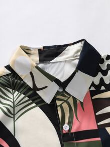 Manfinity RSRT 男士1入組撞色熱帶圖案襯衫 - 彩色 - 查看 3