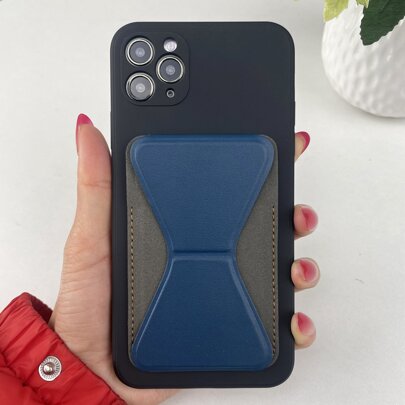 Solid Phone Case With Color Block Card Slot