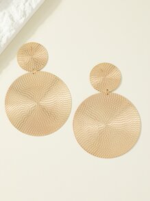 Round Decor Drop Earrings - Yellow Gold - View 2