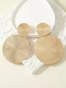Round Decor Drop Earrings - Yellow Gold - View 4