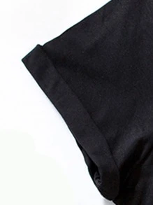 INAWLY Áo thun nữ Lá thư Nhiệt đới Giải trí - màu đen - Xem 3