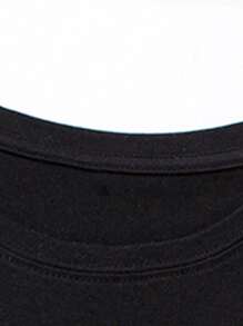 INAWLY Áo thun nữ Lá thư Nhiệt đới Giải trí - màu đen - Xem 4