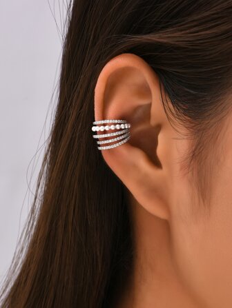 1pc Fashionable Multi-Layer Zirconia Ear Clip Earring With High-End Touch
