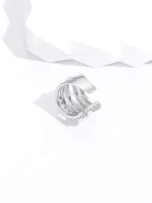 1 件时尚多层锆石耳夹耳环，高端触感 - 銀色 - 查看 3