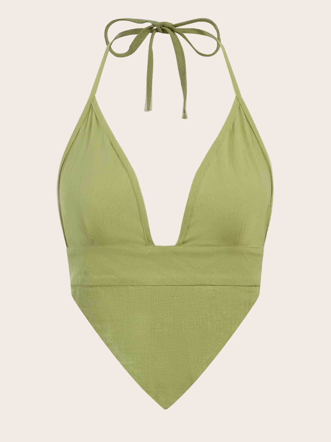 Our Hanky Hem Tie Backless Halter Top is such a vibe ROMWE - Main Image