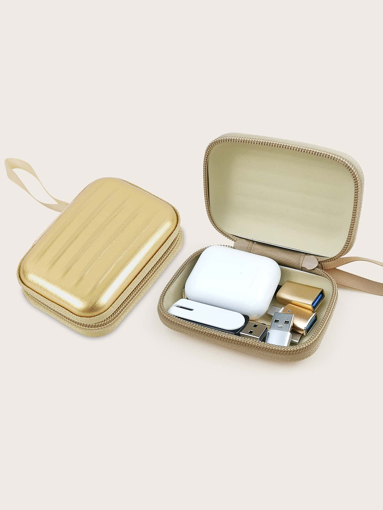 金屬質感便攜數據線收納袋 - 金色 - 查看 1