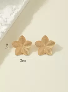 一对花叶几何耳环，适合日常佩戴 - 金黃色 - 查看 5