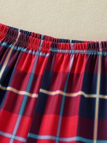 SHEIN 少女格紋胡蘿蔔褲