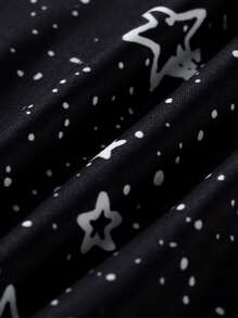 SHEIN 小女童星空圖案緊身打底褲 - 黑色 - 查看 5