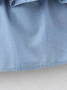 Niñas Top de tirantes ribete con fruncido mezclilla - Lavado ligero - Ver 5