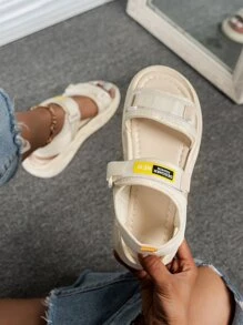 Letter Graphic Hook-and-loop Fastener Sport Sandals