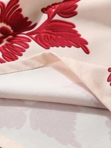 SHEIN 女孩花卉圖案泡泡袖打褶腰帶傘狀洋裝 - 彩色 - 查看 5