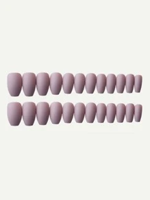 Nail Nina Get Glamorous with 24pcs Short Coffin Nude Pink Solid Matte Fake Nail & 1pc Nail File & 1sheet Tape - Dusty Pink - View 2