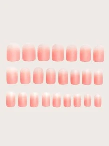 Nail Nina 24pcs Short Square Fake Nail & 1pc Nail File & 1sheet Tape - Pink - View 2