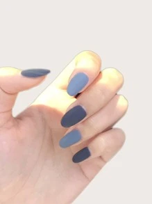 Nail Nina 24pcs Short Oval Fake Nail & 1pc Nail File & 1sheet Tape - Blue - View 1