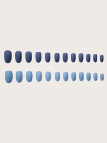 Nail Nina 24pcs Short Oval Fake Nail & 1pc Nail File & 1sheet Tape - Blue - View 2